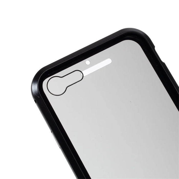 Magnetic Metal Frame + Double-sided Tempered Glass Anti-peep Full Coverage Cover for iPhone 7/8/SE (2020)/SE (2022) - Black - 6
