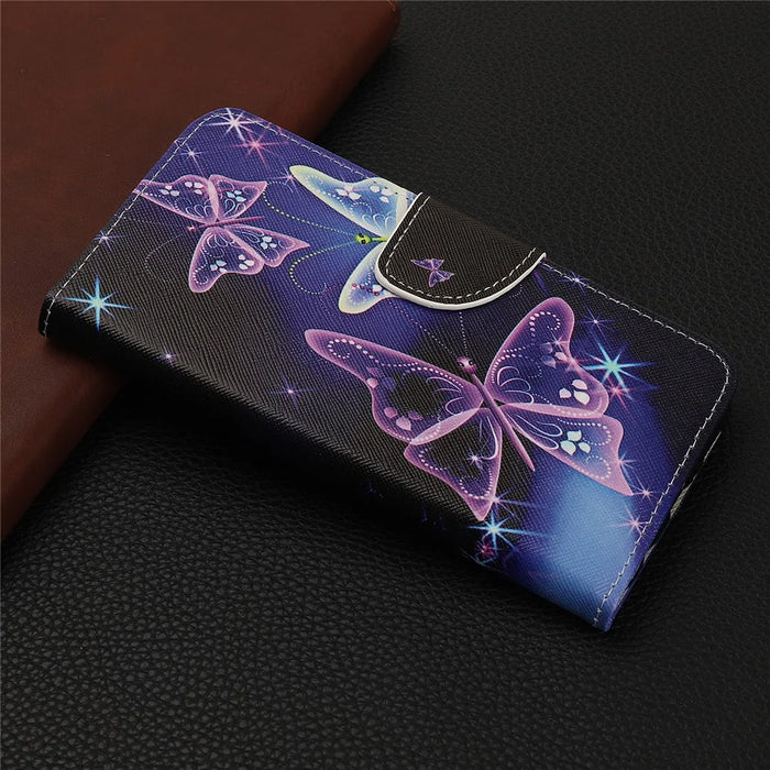 Cross Skin Printing Leather Cover with Strap for iPhone 12 Pro Max 6.7 inch - Purple Butterfly - 6