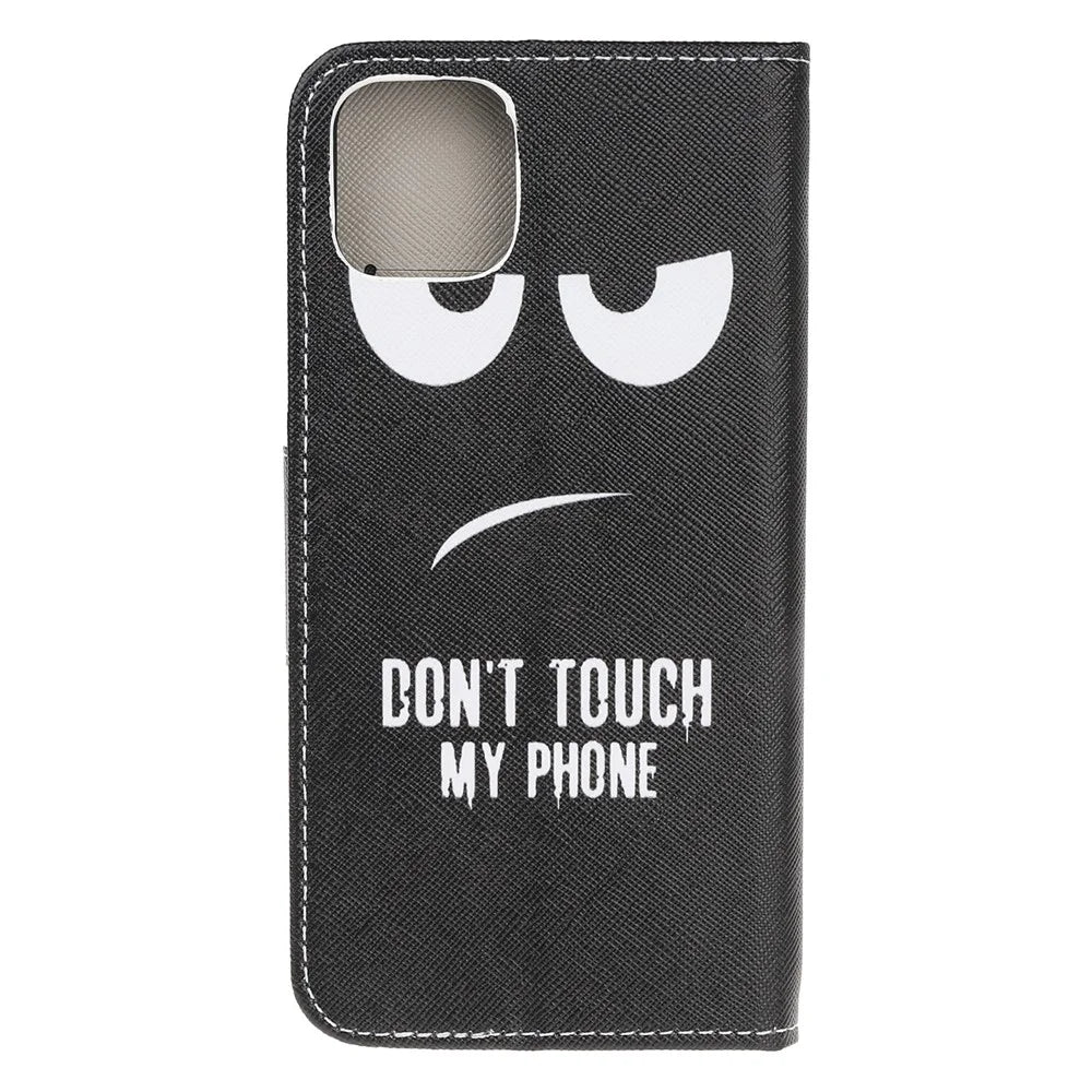 Pattern Printing Shell Leather Cover for iPhone 12 mini - Don't Touch My Phone - 3