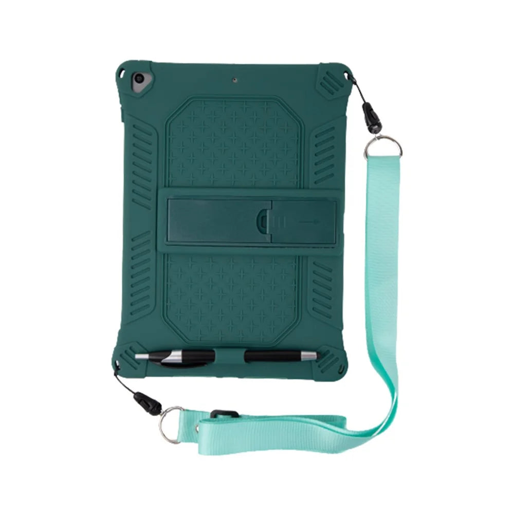 Kickstand PC Soft Silicone Case with Hanging Rope for iPad 10.2 (2021)/(2020)/(2019)/Air 10.5 inch (2019) - Green - 2