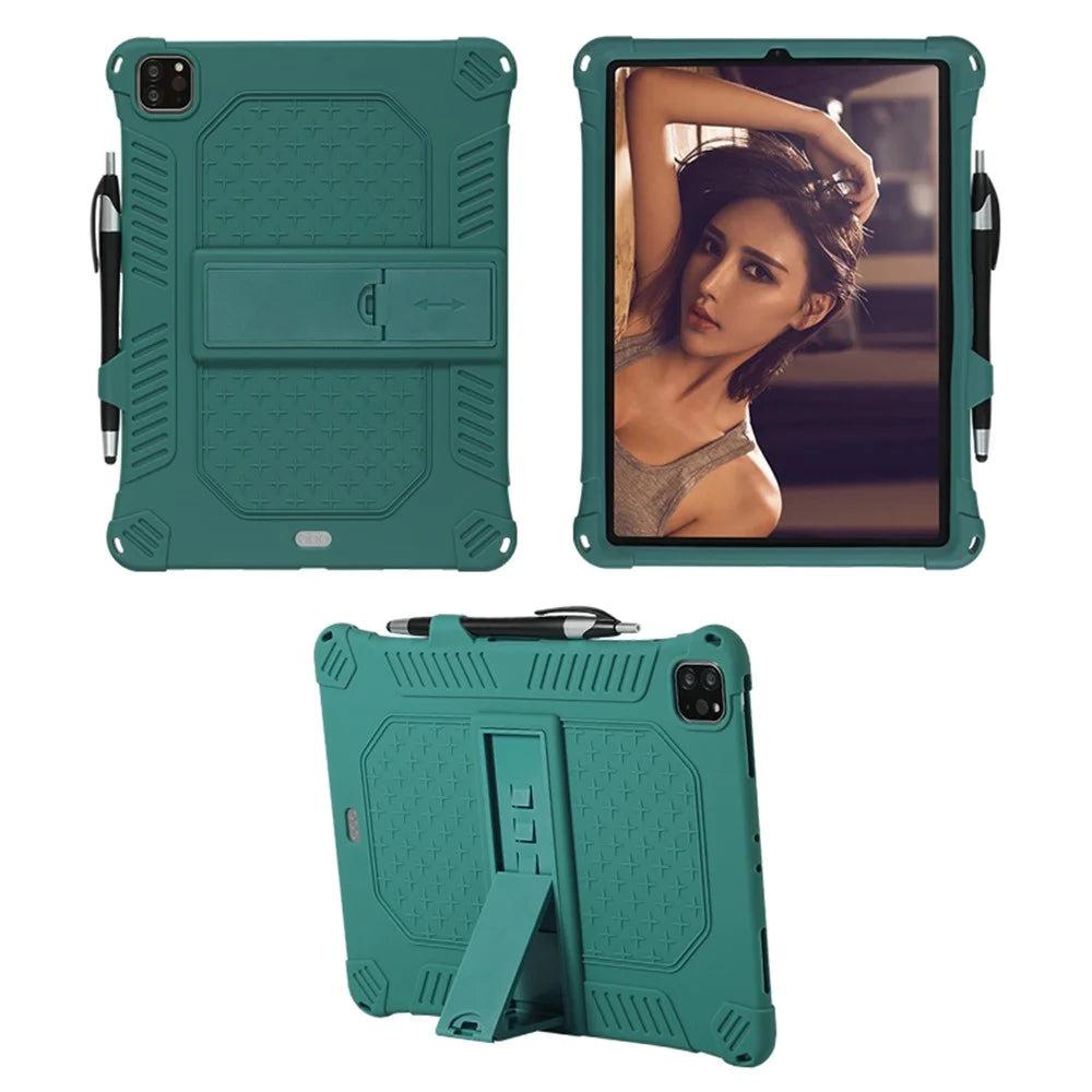 Kickstand PC Soft Silicone Case with Lanyard for iPad Air (2020) / Air (2022) / Pro 11-inch (2021)(2020)(2022) - Green - 2