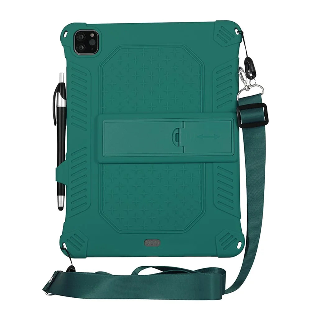 Kickstand PC Soft Silicone Case with Lanyard for iPad Air (2020) / Air (2022) / Pro 11-inch (2021)(2020)(2022) - Green - 7