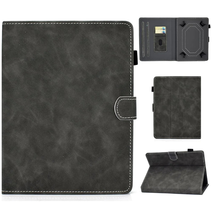 Solid Color Card Slots Stand Flip Leather Protective Shell for 10-inch Tablets - Black - 1
