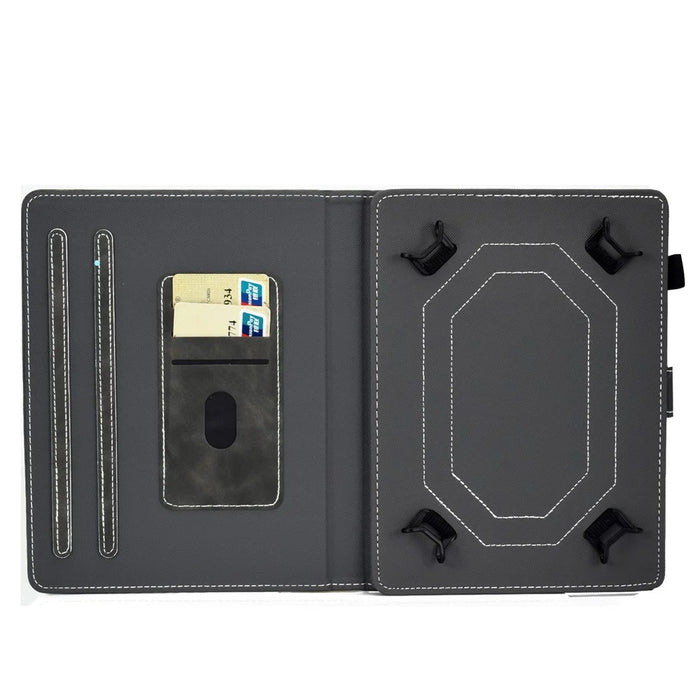 Solid Color Card Slots Stand Flip Leather Protective Shell for 10-inch Tablets - Black - 4