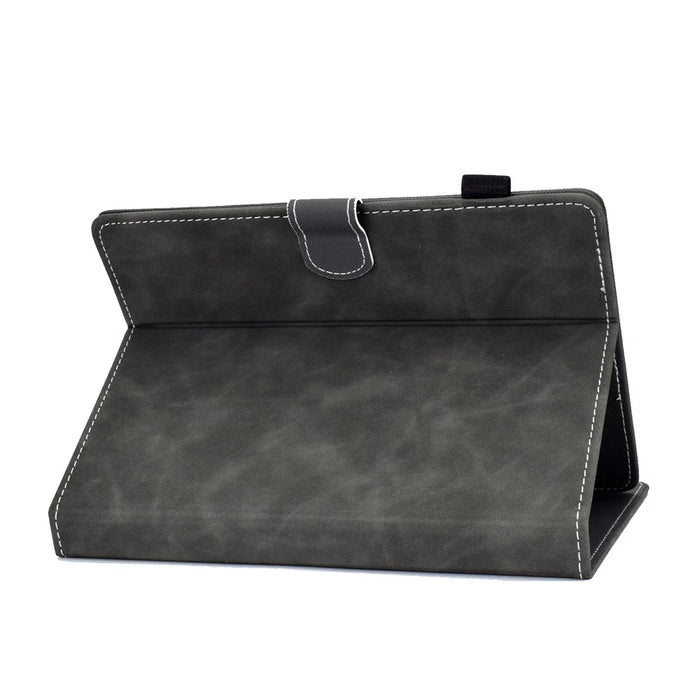 Solid Color Card Slots Stand Flip Leather Protective Shell for 10-inch Tablets - Black - 6