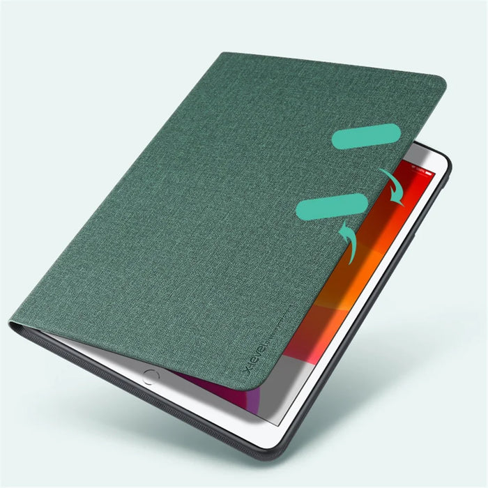 X-LEVEL Canvas Series Cloth Texture Leather Protective Cover for iPad 5/6 / iPad 9.7 2016/2017/2018 - Green - 5