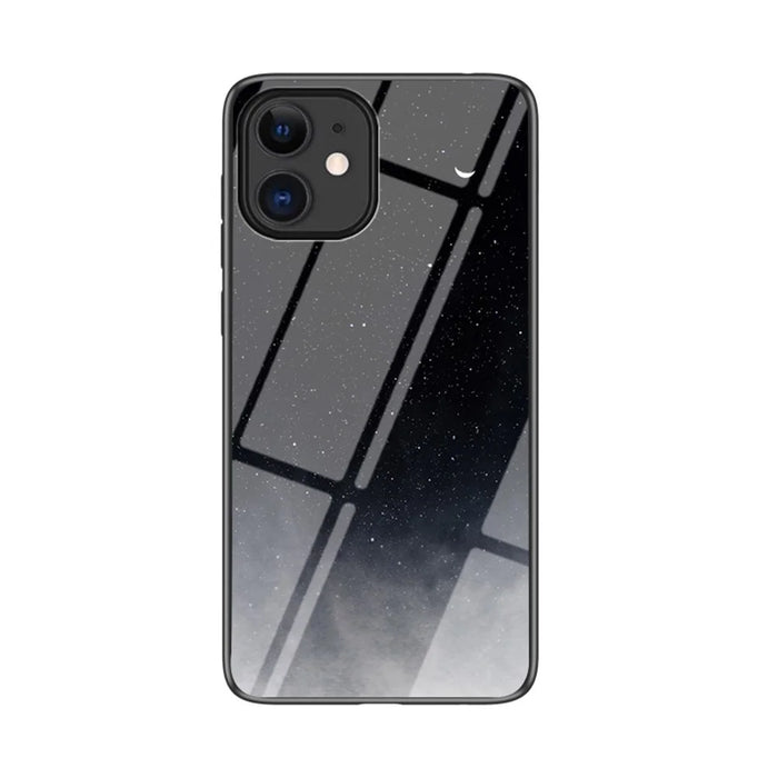 Starry Sky Pattern Tempered Glass + PC + TPU Combo Back Case for iPhone 12 mini - Black Starry - 1