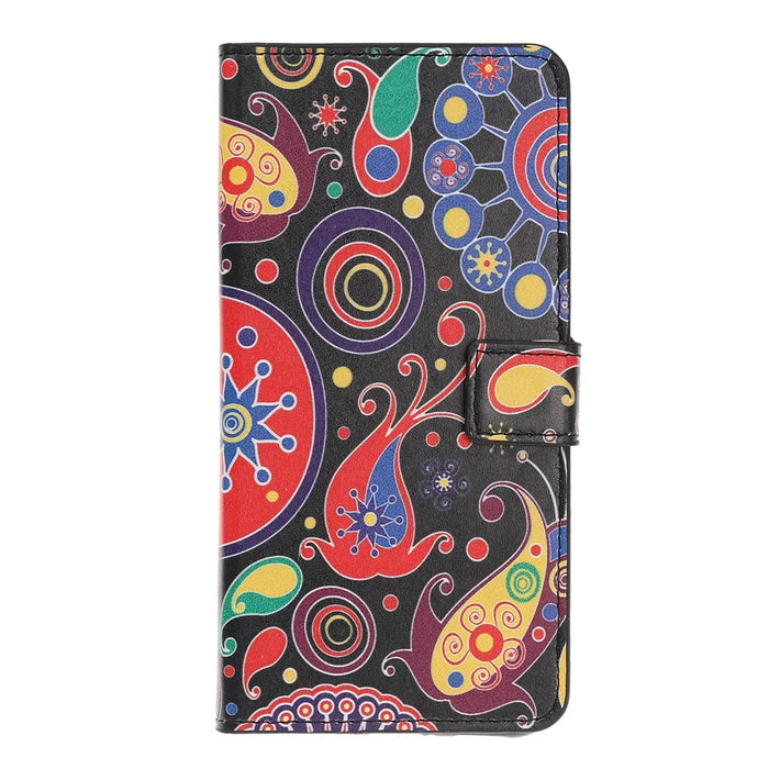 Pattern Printing PU Leather Wallet Stand Phone Shell for iPhone 12 - Colorful Flowers - 2