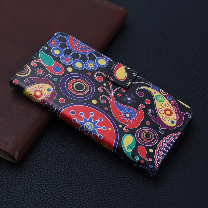 Pattern Printing PU Leather Wallet Stand Phone Shell for iPhone 12 - Colorful Flowers - 6