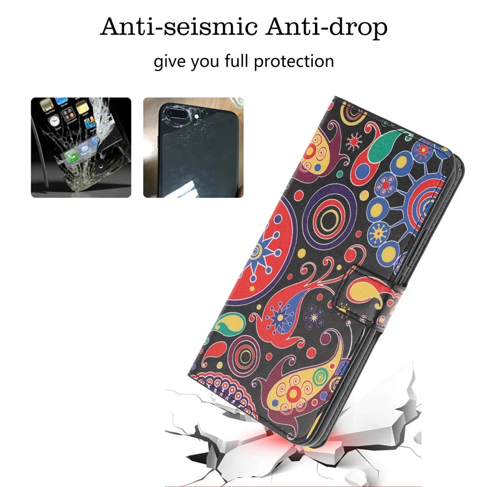 Pattern Printing Leather Wallet Case for iPhone 12 mini - Paisley Flower - 5