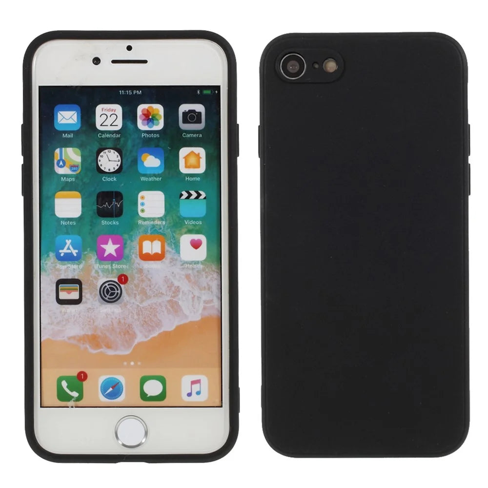 Pure Colour Matte Soft Silicone Phone Case for iPhone 7 / 8 / SE (2020) / SE (2022) - Black - 1
