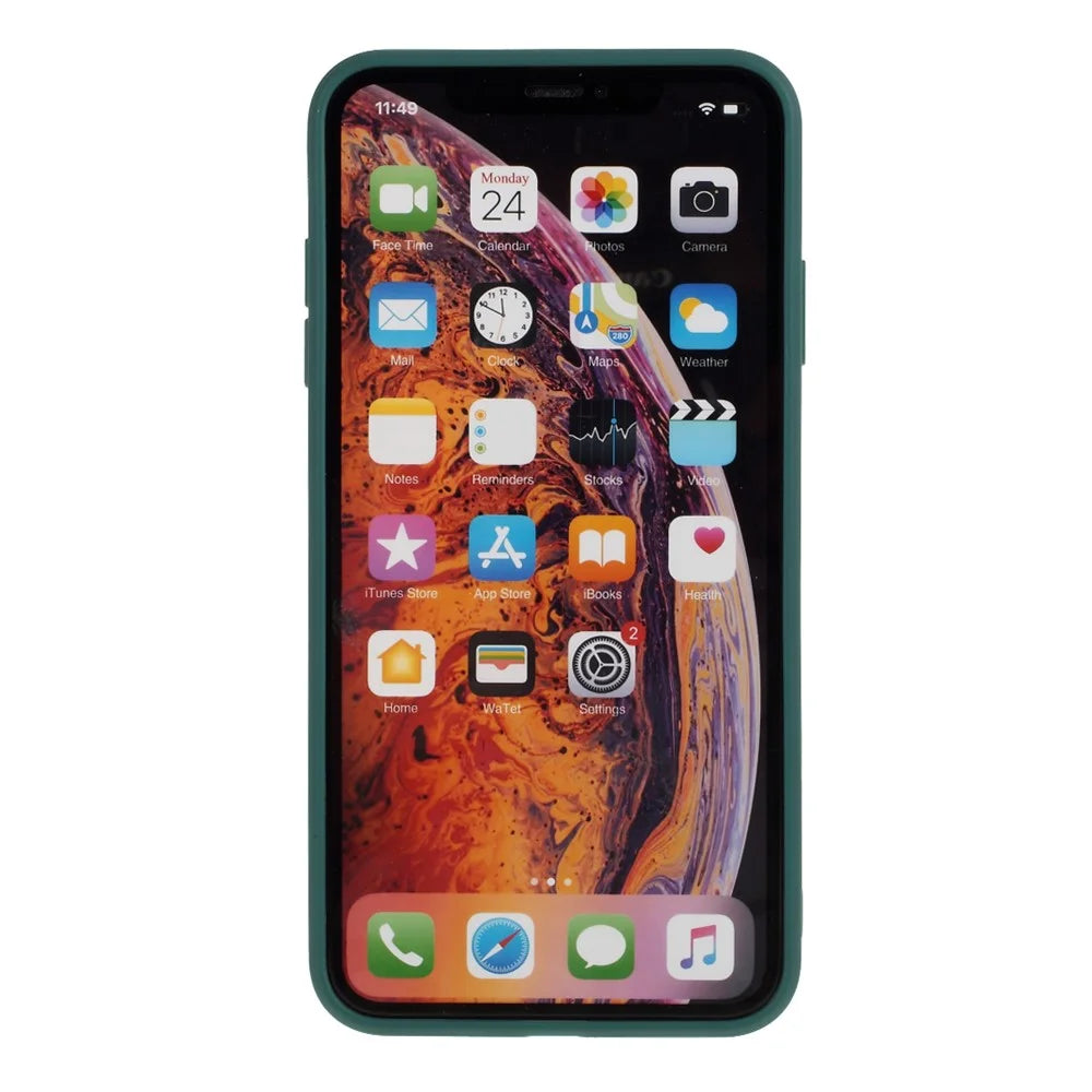 Matte Skin Soft Silicone Phone Case for iPhone XS / X 5.8-inch - Dark Green - 3