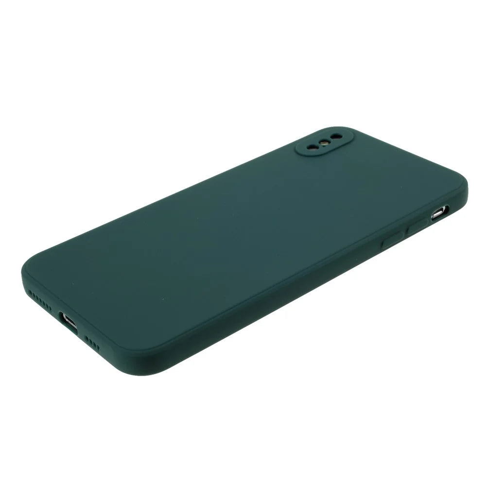 Matte Skin Soft Silicone Phone Case for iPhone XS / X 5.8-inch - Dark Green - 4