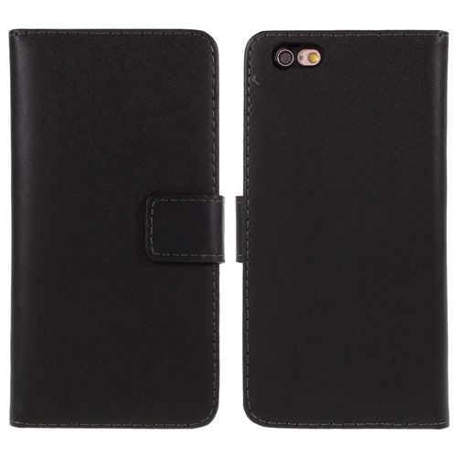 Drop-Resistant Split Leather with Stand Wallet Shell for iPhone 6/6s 4.7-inch Phone Accessory - Black - 1
