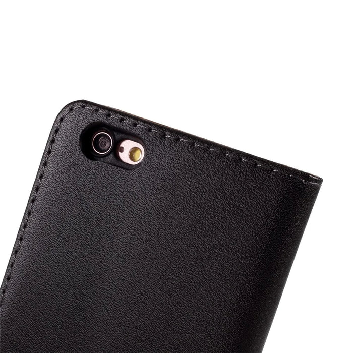 Drop-Resistant Split Leather with Stand Wallet Shell for iPhone 6/6s 4.7-inch Phone Accessory - Black - 4