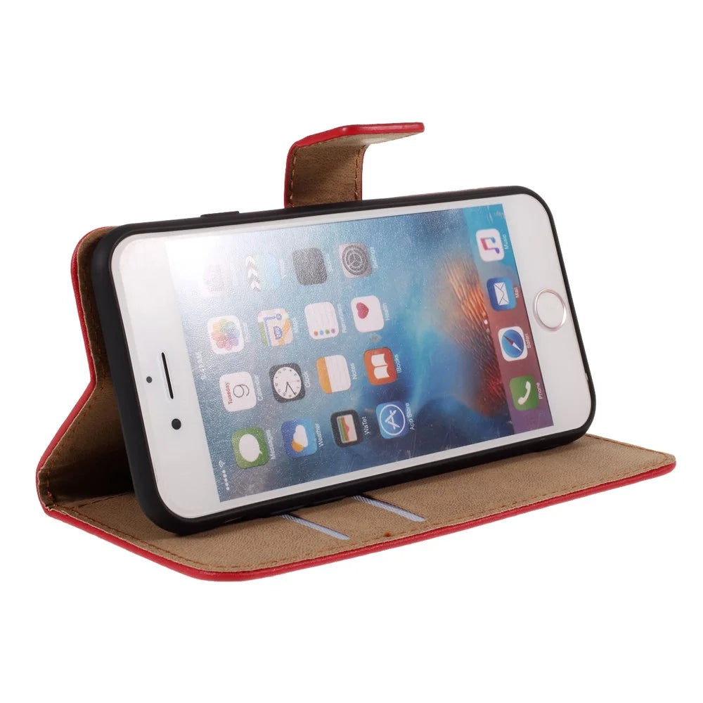 Split Leather with Wallet Cover for iPhone 6 Plus/6s Plus 5.5-inch - Red - 6
