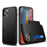 Slide Card Slot Plastic + TPU Combo Case for iPhone 12 mini Cell Phone Accessory - Black - 1