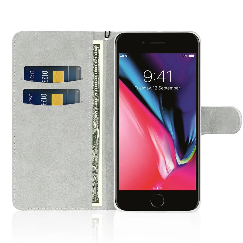 Glittery Powder Splicing Wallet Stand Leather Case for iPhone SE (2020)/SE (2022)/8/7 4.7 inch - Black - 3