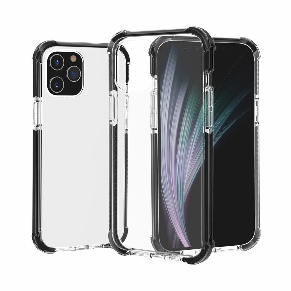 Air-Cushion Dropproof Acrylic + TPU Hybrid Phone Shell for iPhone 12 Pro Max 6.7 inch - Transparent Black - 1