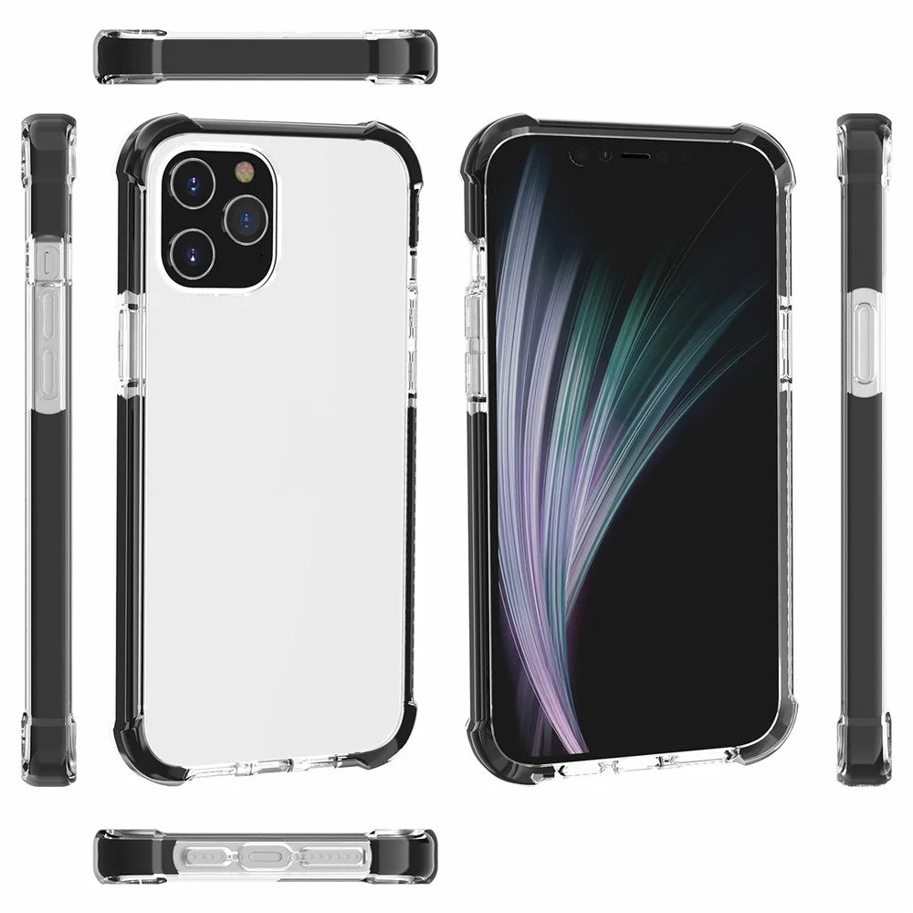 Air-Cushion Dropproof Acrylic + TPU Hybrid Phone Shell for iPhone 12 Pro Max 6.7 inch - Transparent Black - 3