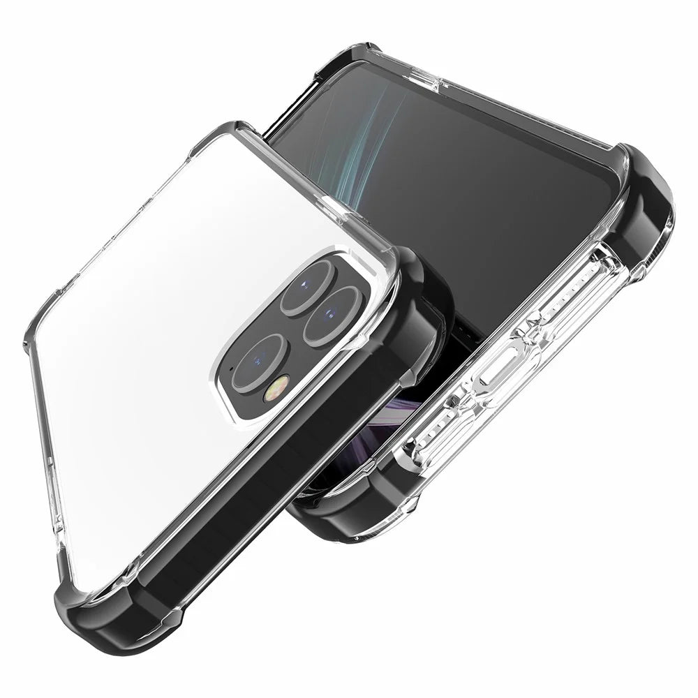 Air-Cushion Dropproof Acrylic + TPU Hybrid Phone Shell for iPhone 12 Pro Max 6.7 inch - Transparent Black - 7