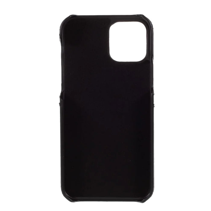 Double Card Slots PU Leather Coated PC Cover for iPhone 12 Pro Max 6.7-inch - Black - 3