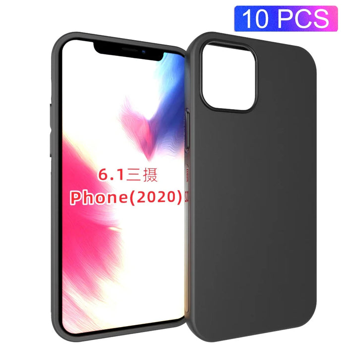 10Pcs/Pack Matte Black TPU Soft Protection Shell for iPhone 12 Pro 6.1 inch - 1