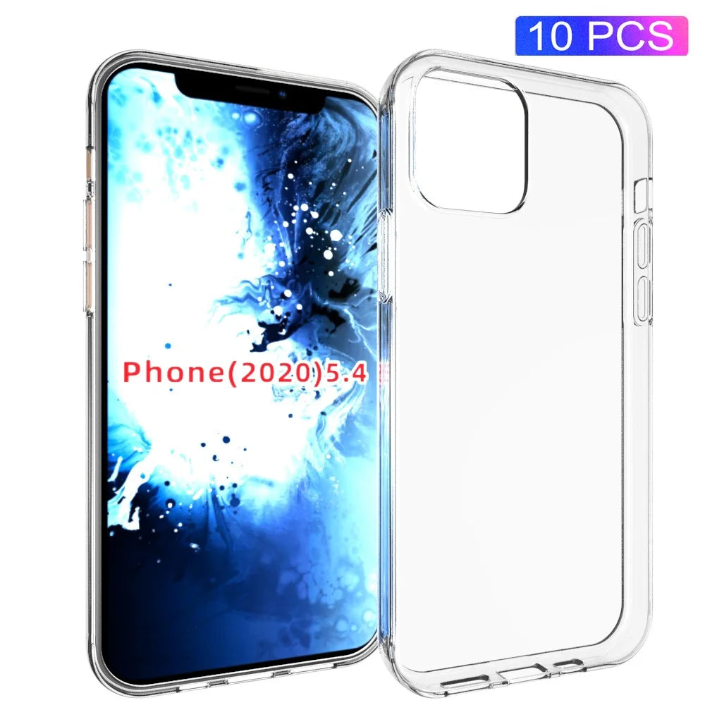 10Pcs/Pack Clear TPU Soft Phone Shell with Non-slip Inner for iPhone 12 mini - 1