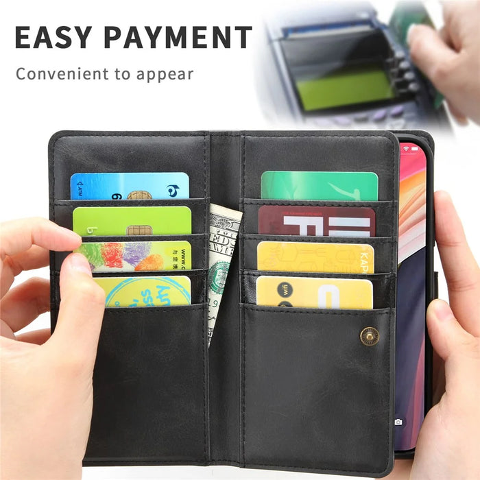 Multiple Card Slots Split Leather Phone Cover Case for iPhone 12 Pro Max 6.5-inch - Black - 3