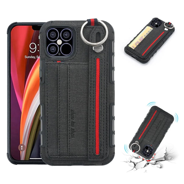 SHOUHUSHEN Cloth Coated PC TPU Case for iPhone 12 Pro/12 - Black - 1