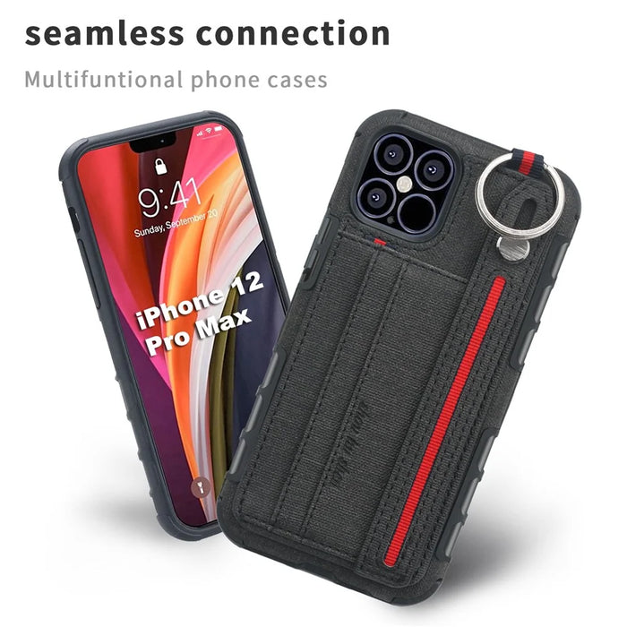 SHOUHUSHEN Cloth Coated PC TPU Case for iPhone 12 Pro/12 - Black - 2