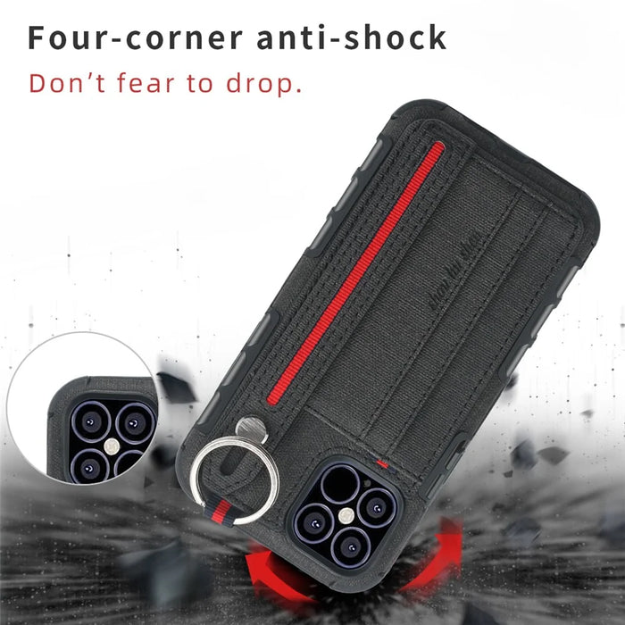 SHOUHUSHEN Cloth Coated PC TPU Case for iPhone 12 Pro/12 - Black - 3