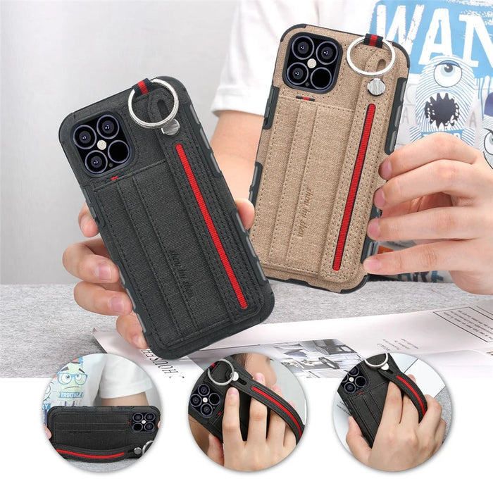 SHOUHUSHEN Cloth Coated PC TPU Case for iPhone 12 Pro/12 - Black - 4