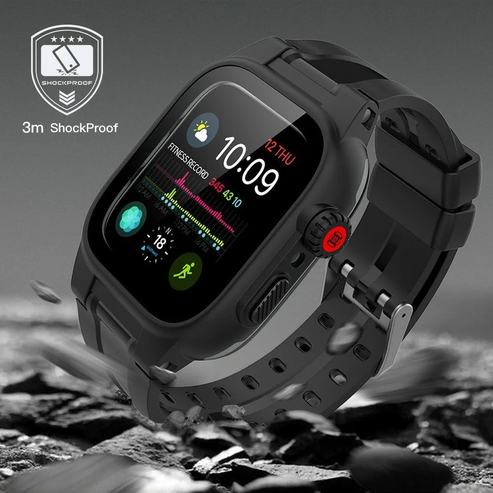 SHELLBOX Breathable Sports Silicone Watch Band+Waterproof Cover for Apple Watch Series SE / SE (2022) / 6 / 5 / 4 44mm - 5