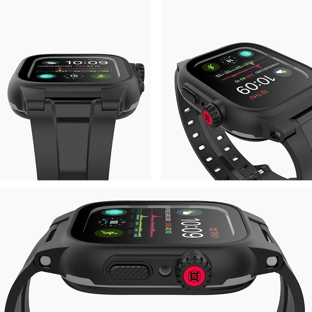 SHELLBOX Breathable Sports Silicone Watch Band+Waterproof Cover for Apple Watch Series SE / SE (2022) / 6 / 5 / 4 44mm - 7