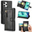 Zipper Pocket Leather Stand Case with Card Slots for iPhone 12 Pro Max 6.7 inch - Black - 1