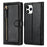 Zipper Pocket Leather Stand Case with Card Slots for iPhone 12 Pro Max 6.7 inch - Black - 2