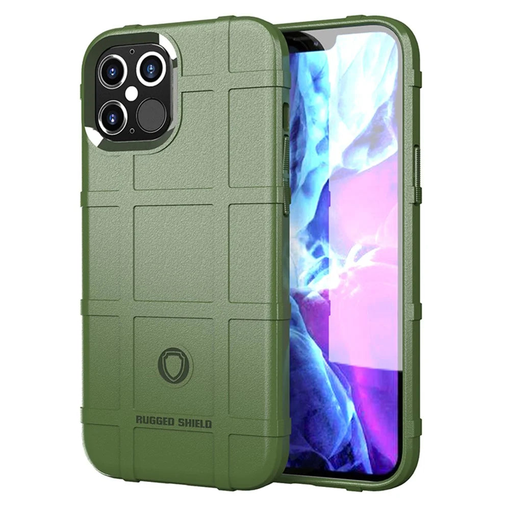 Anti-shock Square Texture Thicken TPU Shell for iPhone 12 Pro Max 6.7 inch - Green - 1
