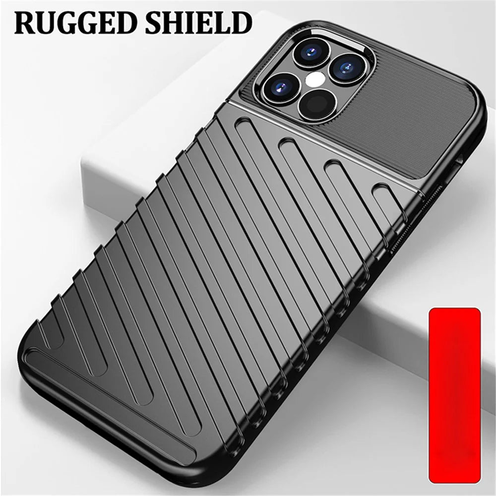 Thunder Series Twill Texture TPU Case Cover for iPhone 12 Pro / 12 - Black - 2