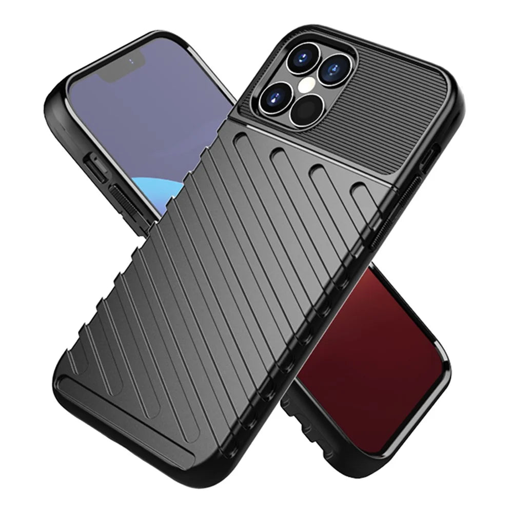Thunder Series Twill Texture TPU Case Cover for iPhone 12 Pro / 12 - Black - 3