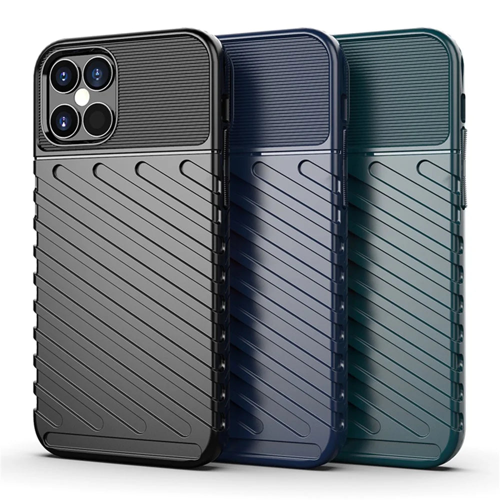 Thunder Series Twill Texture TPU Case Cover for iPhone 12 Pro / 12 - Black - 4