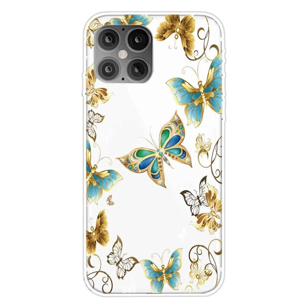 Pattern Printing Soft TPU Shell for iPhone 12 Pro/12 - Butterfly - 1