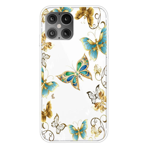 Pattern Printing Soft TPU Shell for iPhone 12 Pro/12 - Butterfly - 1