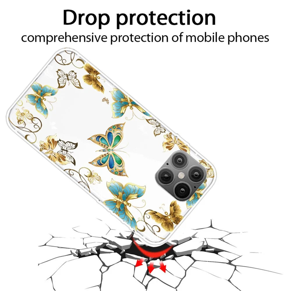 Pattern Printing Soft TPU Shell for iPhone 12 Pro/12 - Butterfly - 2