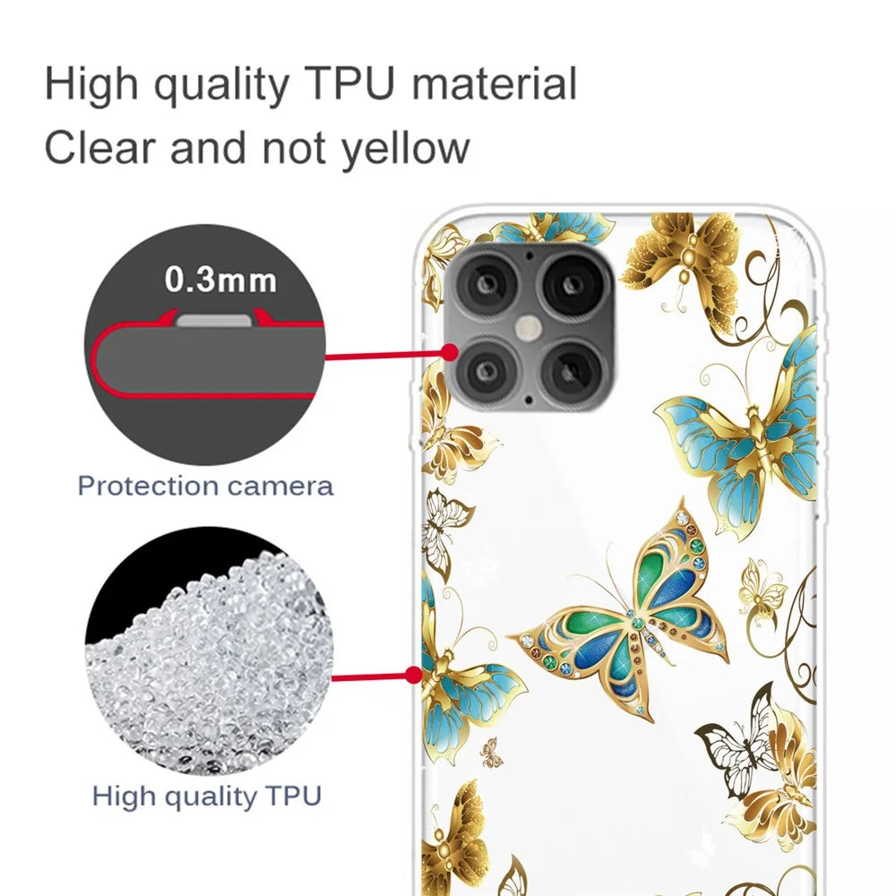 Pattern Printing Soft TPU Shell for iPhone 12 Pro/12 - Butterfly - 3