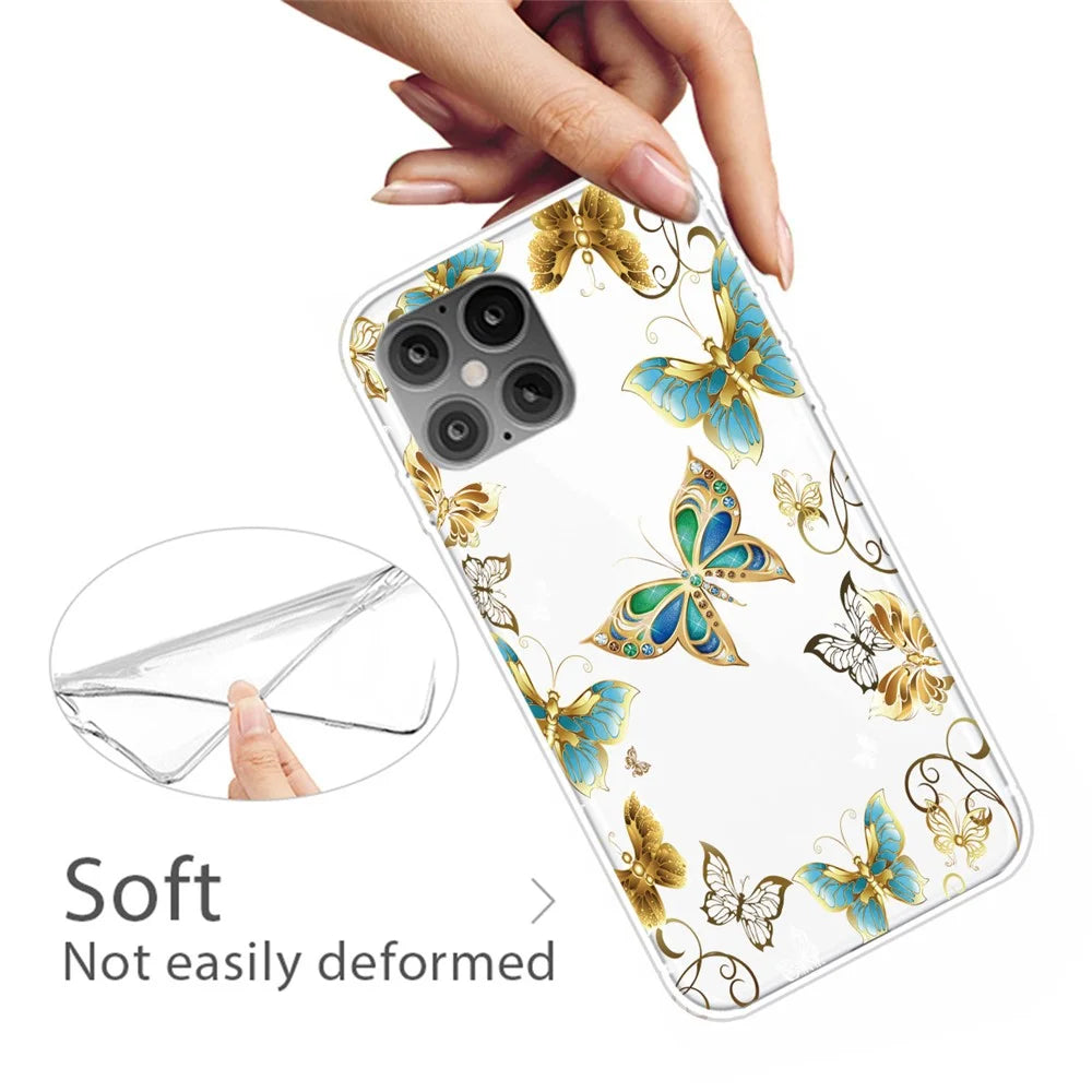 Pattern Printing Soft TPU Shell for iPhone 12 Pro/12 - Butterfly - 4
