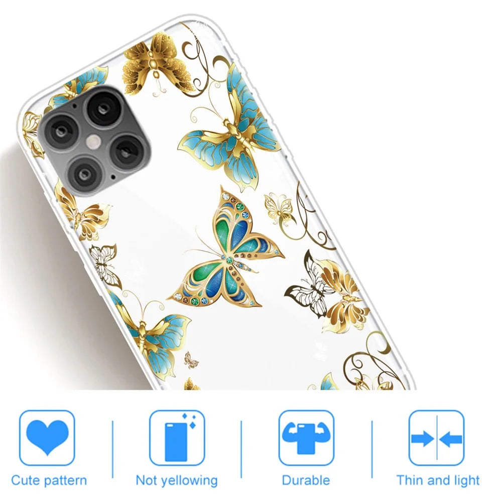 Pattern Printing Soft TPU Shell for iPhone 12 Pro/12 - Butterfly - 5