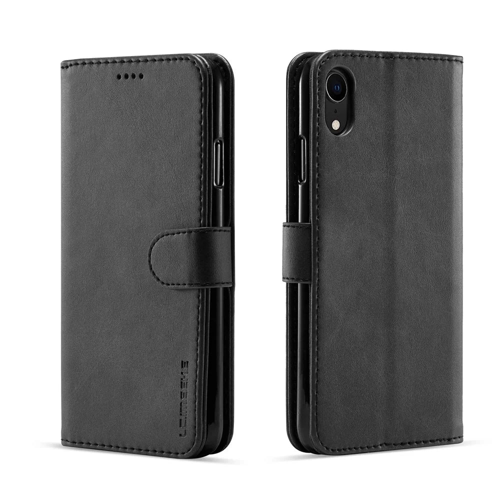 LC.IMEEKE Leather Wallet Case for iPhone XR 6.1 inch - Black - 1