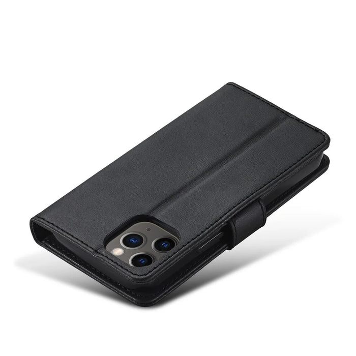 LC.IMEEKE Leather Wallet Case Cell Phone Cover for iPhone 12 - Black - 5