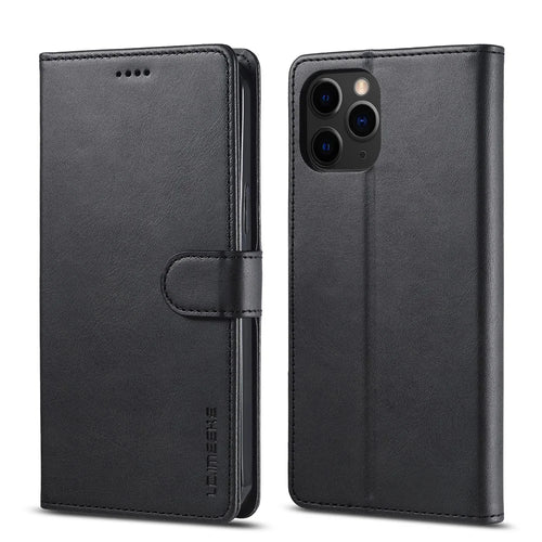 LC.IMEEKE Leather Wallet Stand Cover Cell Phone Shell for iPhone 12 mini - Black - 1